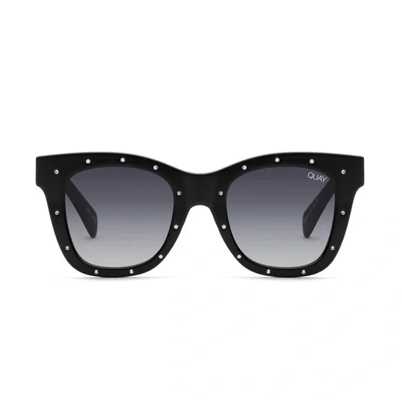 Quay After Hours Rhinestone Trim Black Sunglasses Quay Australia Nightfall Bling 2.0 RARE Shield Sunglasses  main image 4